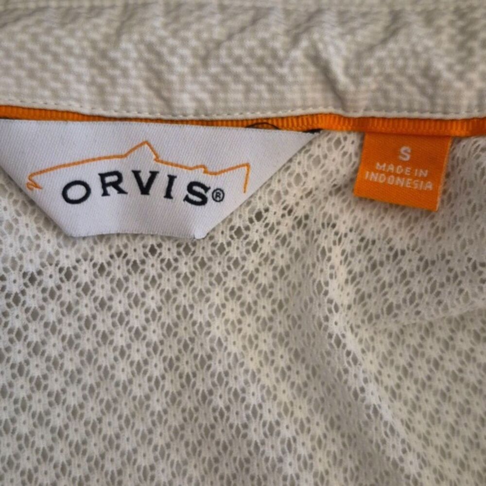 Orvis Vented Shirt S Button Down Short Sleeve Cream Color Fishing Performance - Picture 4 of 12